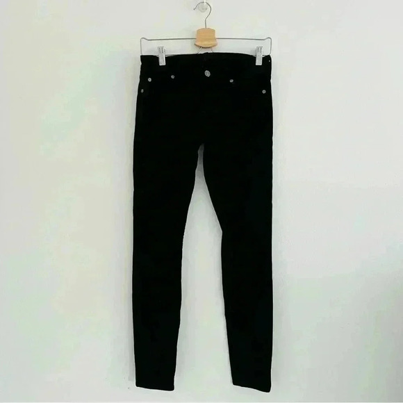 7 For All Mankind The Skinny Velvet Jeans Black Sz 27 - Picture 3 of 8